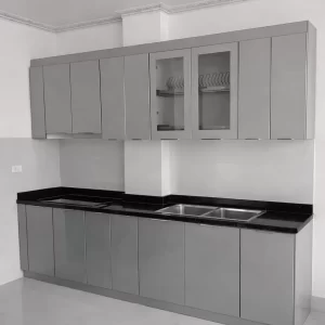 Tủ bếp inox hàn khung cánh kính 10