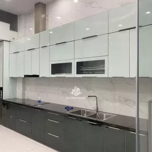 Tủ bếp inox hàn khung cánh kính 9