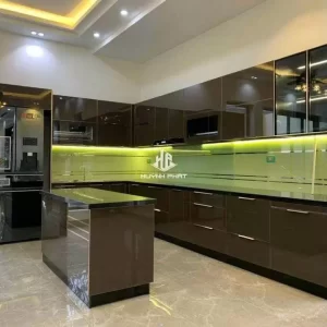 Tủ bếp inox hàn khung cánh kính 6