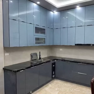 Tủ bếp inox hàn khung cánh kính 1